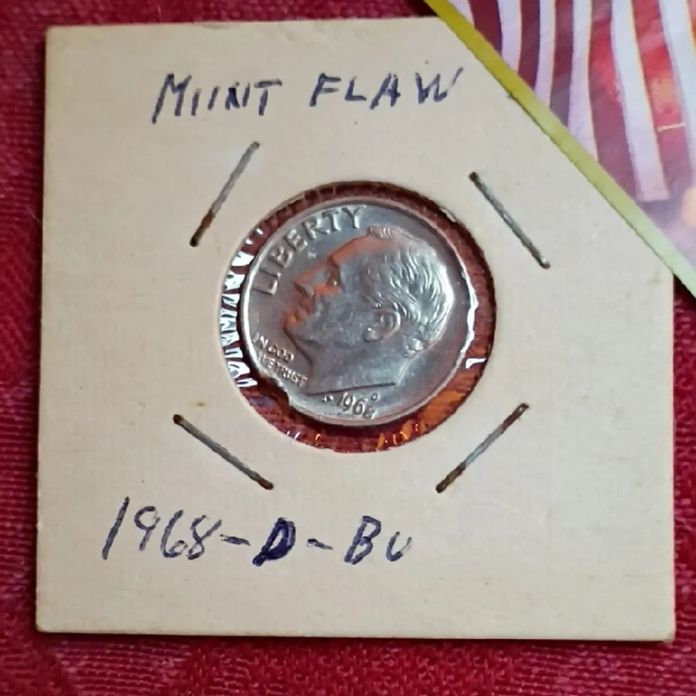 🇺🇸1968-D Roosevelt Proof Dime Mint Strike Error Clipped Planchette🇺🇸